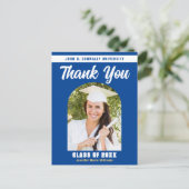 Blauwe Afstudeerfoto Boog Afstudeerdankjewel Briefkaart (Staand voorkant)