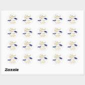 Blauwe afstudeerhoed Gouden Dank Je Script Favor Ronde Sticker (Vel)