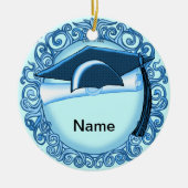 Blauwe afstudeerhoed keramisch ornament (Voorkant)