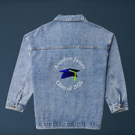 blauwe afstudeerhoed - klas van 2026-uw naam denim jacket