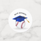 Blauwe afstudeerhoed op een honkbal confetti (Kleine voorkant)