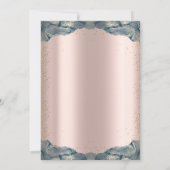 Blauwe afstudeerhoed, wijn, confetti roze gouden a kaart (Achterkant)