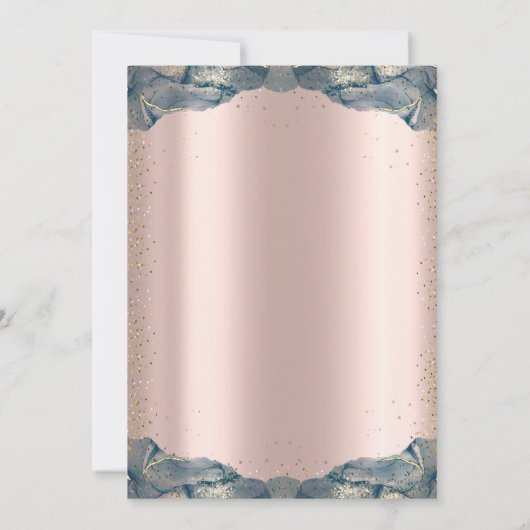 Blauwe afstudeerhoed, wijn, confetti roze gouden a kaart (Achterkant)