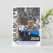 Blauwe Afstudeerklas Aankondiging 2026 (Staand voorkant)