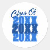 Blauwe Afstudeerklas Ronde Sticker (Voorkant)