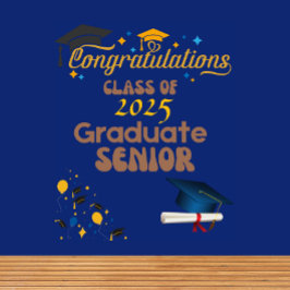 Blauwe Afstudeerklas van 2025 Afstuderen Wandkleed