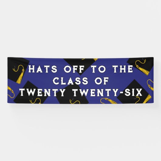 Blauwe afstudeerklas van 2026 spandoek (Horizontaal)