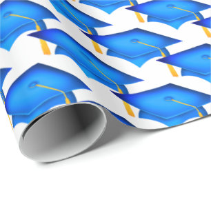 blauwe afstudeermutsen met gouden kwast cadeaupapier