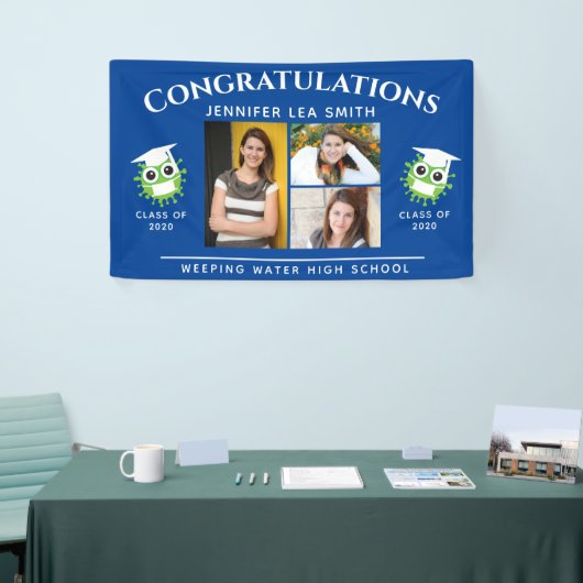 Blauwe Afstuderen banners persoonlijke hooggeplaat (Beurs)