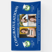 Blauwe Afstuderen banners persoonlijke hooggeplaat (Verticaal)