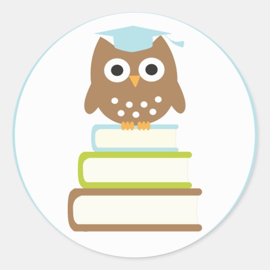 Blauwe Afstuderen Envelopzegels Ronde Sticker (Voorkant)