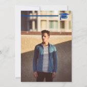 Blauwe, AFSTUDEREN letters en Pet Afstuderen Kaart (Achterkant)