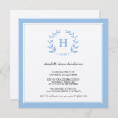 Blauwe afstuderen monogram kaart (Voorkant / Achterkant)