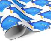 blauwe afstuderen petten met goudgas cadeaupapier (Rol Hoek)