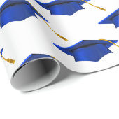 Blauwe Afstuderen Petten op wit omslagpapier Cadeaupapier (Rol Hoek)
