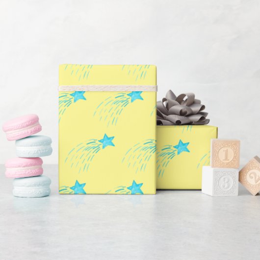 Blauwe afzuigsterren cadeaupapier (Baby Shower)