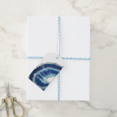 Blauwe Agaat Bruiloft Monogram Cadeaulabel (Met Touw)