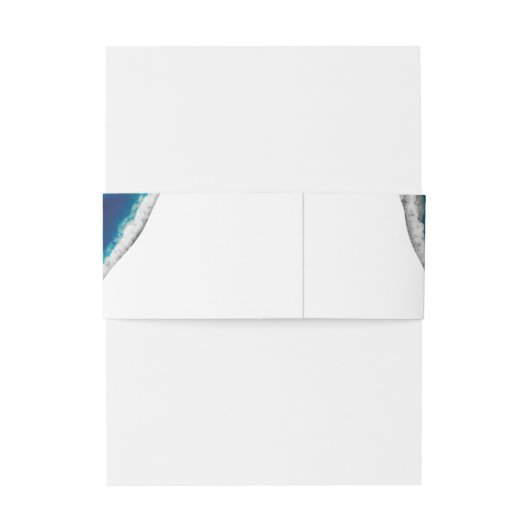 Blauwe Agaat Bruiloft Monogram Uitnodigingen Wikkel (Achterkant Voorbeeld)