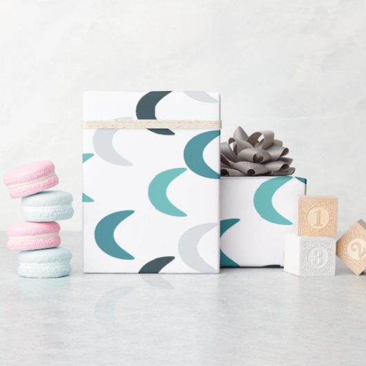 Blauwe Agaat Crescents Cadeaupapier (Baby Shower)