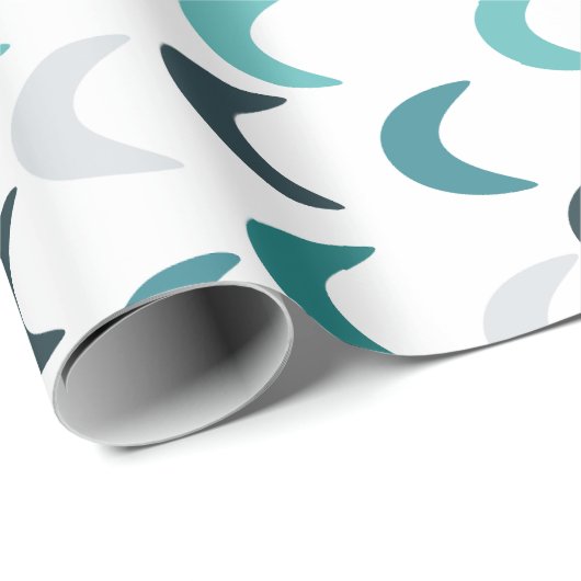 Blauwe Agaat Crescents Cadeaupapier (Rol Hoek)