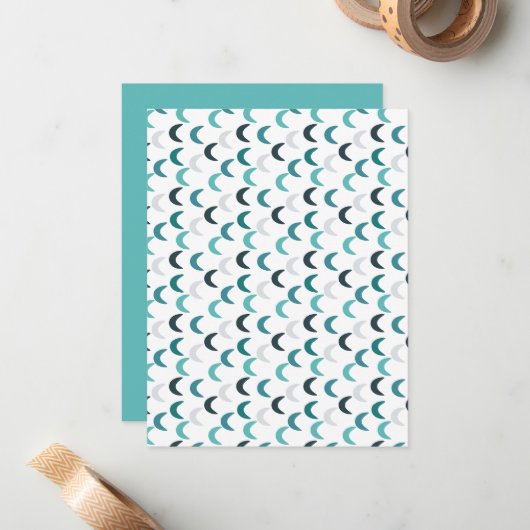 Blauwe Agaat Crescents Notitiekaartje (Voorkant / Achterkant in situ)