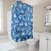 Blauwe Agaat Geodes kristallen patroon Douchegordijn (In situ)