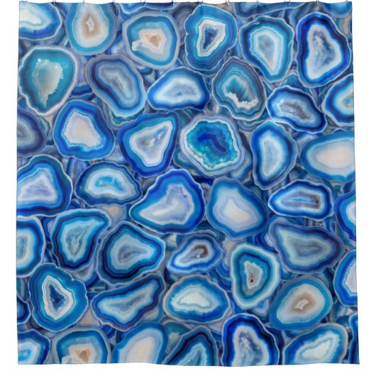 Blauwe Agaat Geodes kristallen patroon Douchegordijn (Voorkant)