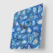 Blauwe Agaat Geodes kristallen patroon Vierkante Klok (Hoek)