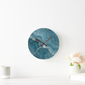 Blauwe Agaat Goud Ader Marmer Ronde Klok (Huis)