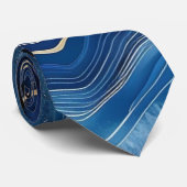 Blauwe Agaat Herenketting Stropdas (Opgerold)