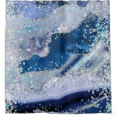 *~* Blauwe Agaat Holo GLITTER Hemelse Oceaan AP8 Douchegordijn (Voorkant)