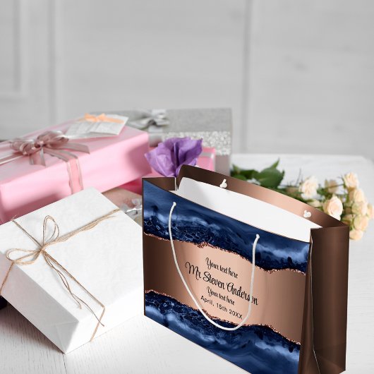 Blauwe agaat koper groot cadeauzakje