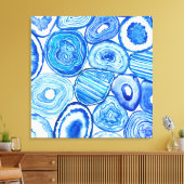 Blauwe agaat plakjes canvas afdruk (Insitu (Woonkamer))