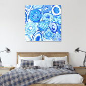 Blauwe agaat plakjes canvas afdruk (Insitu (Slaapkamer))