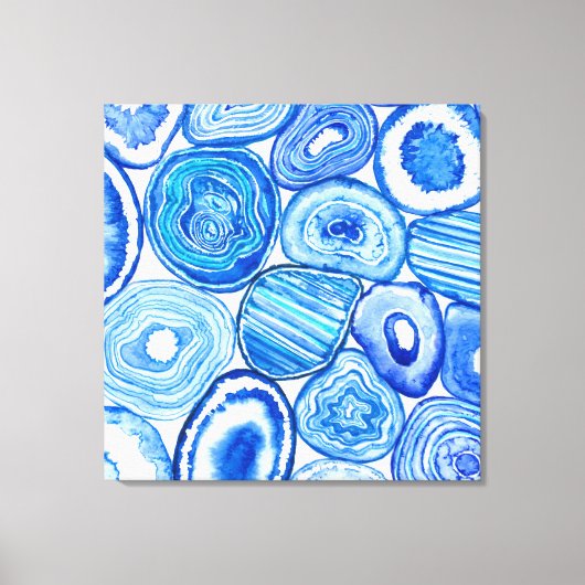 Blauwe agaat plakjes canvas afdruk (Voorkant)