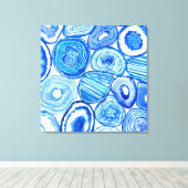 Blauwe agaat plakjes canvas afdruk (Insitu (Houten vloer))