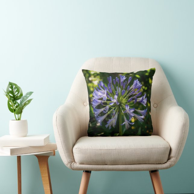 Blauwe Agapanthus bloemen Kussen (Stoel)