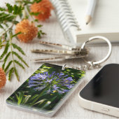 Blauwe Agapanthus bloemen Sleutelhanger (Voorkant Rechts)