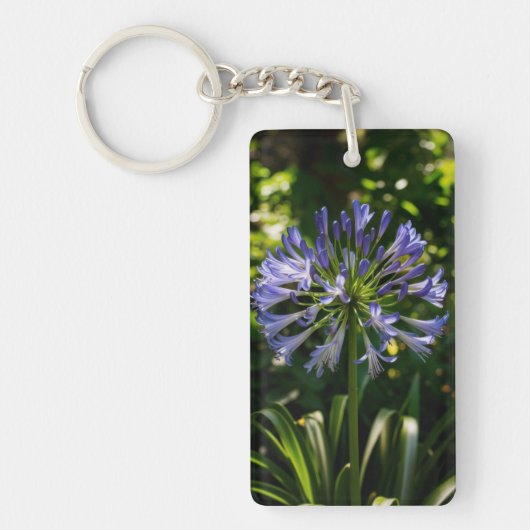 Blauwe Agapanthus bloemen Sleutelhanger (Voorkant)