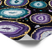 Blauwe Agate Geode Gouden Kunstposter Poster (Hoek)