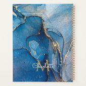 Blauwe Agate Geode Gouden Monogram Script 2023 Planner (Achterkant)