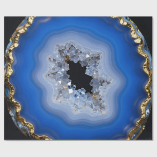 Blauwe Agate Geode Gouden Rand Kristal Kunst Cadeaupapier