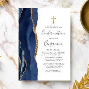  Blauwe Agate Gouden Glitter Bevestiging Kaart