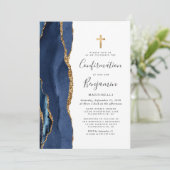  Blauwe Agate Gouden Glitter Bevestiging Kaart (Staand voorkant)