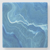 Blauwe Agate Marble Abstract Stenen Onderzetter (Voorkant)