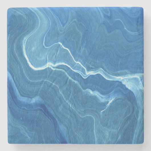 Blauwe Agate Marble Abstract Stenen Onderzetter (Voorkant)
