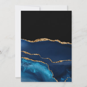 Blauwe Agate Marmer Glanzend Gouden Glitter Chic G Bedankkaart