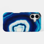 Blauwe Agate Slice | Abstract iPhone 16 Hoesje (Achterkant horizontaal)