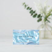 Blauwe Agate Zilver Glitter Luxe Microblading Visitekaartje (Staand voorkant)