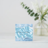 Blauwe Agate Zilver Glitter Luxe Vierkante Visitekaartje (Staand voorkant)